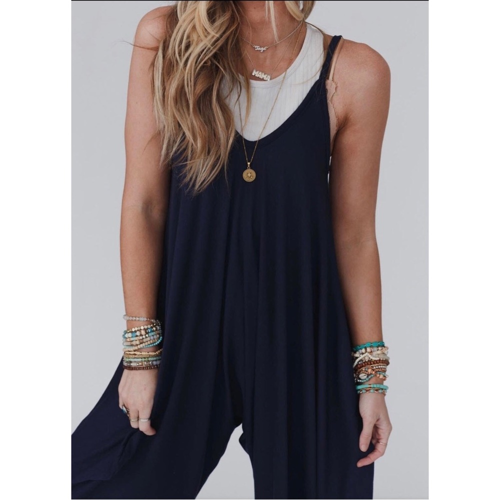 Harem style navy blue jumpsuit